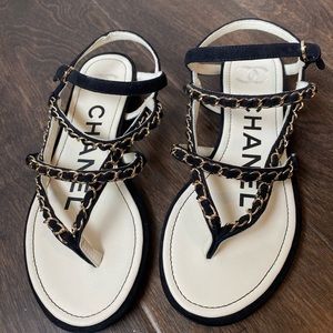Authentic Chanel Black Sandals